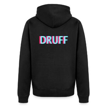 Schranz Speedcore Tekk Hardtekk Techno Raver EDM - Unisex Premium Bio Zip Hoodie - Schwarz - Hinten - Nico (187cm)