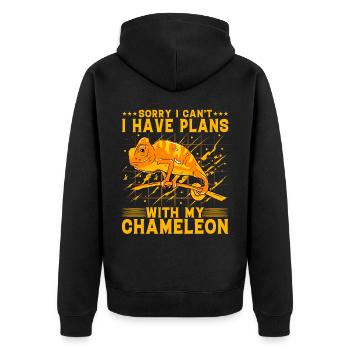 Sorry I can't I have Plans with my Chameleon - Unisex Premium Organic Zip Hoodie - black - Back - Nico (187cm)