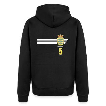 Denmark Football Danish Coat of Arms Flag Dynamite - Unisex Premium Organic Zip Hoodie - black - Back - Nico (187cm)