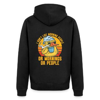 I don't like - Unisex Premium Organic Zip Hoodie - black - Back - Nico (187cm)