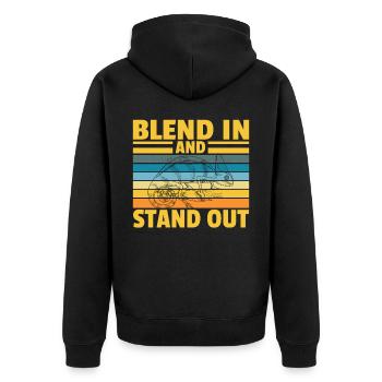 Blend in and stand out - Unisex Premium Organic Zip Hoodie - black - Back - Nico (187cm)