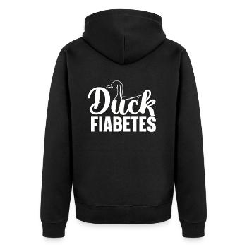 Duck-fiabetes-duck-lover-duck-farm animals - Unisex Premium Organic Zip Hoodie - black - Back - Nico (187cm)