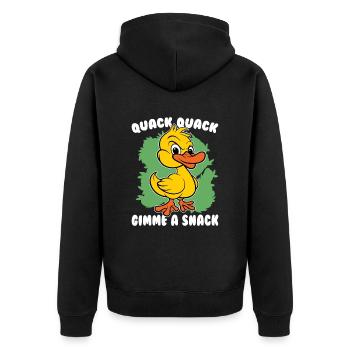 Quack Quack Gib Mir Einen Snack Duck Lover Ducks - Unisex Premium Bio Zip Hoodie - Schwarz - Hinten - Nico (187cm)