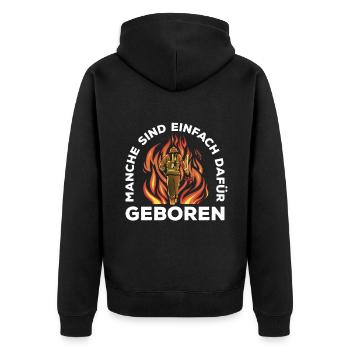 Manche Sind Einfach Dafür Geboren Jugendfeuerwehr - Unisex Premium Bio Zip Hoodie - Schwarz - Hinten - Nico (187cm)