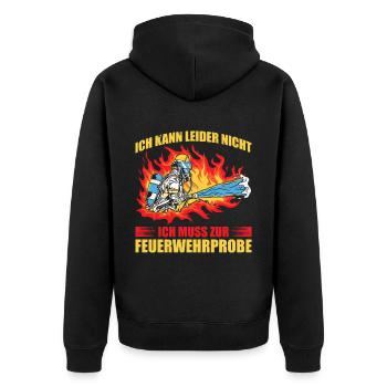 Ich Kann Leider Nicht Ich Muss Zur Feuerwehrprobe - Unisex Premium Bio Zip Hoodie - Schwarz - Hinten - Nico (187cm)
