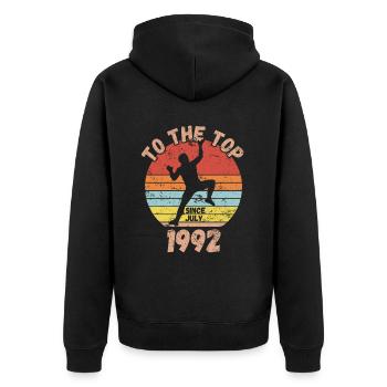 Geburtstag Klettern Bouldern seit Juli 1992 - Unisex Premium Bio Zip Hoodie - Schwarz - Hinten - Nico (187cm)