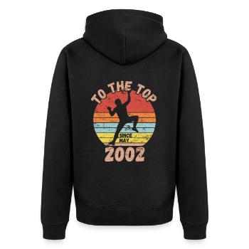 Birthday Climbing Bouldering since May 2002 - Unisex Premium Organic Zip Hoodie - black - Back - Nico (187cm)