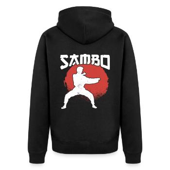 Sambo Training Martial Arts Trainer Martial Arts - Unisex Premium Organic Zip Hoodie - black - Back - Nico (187cm)