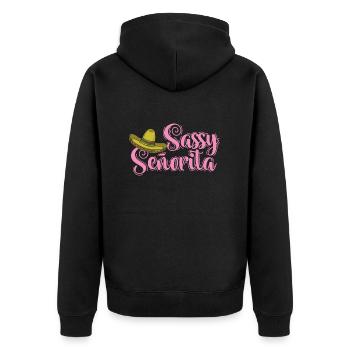 Sassy Senorita Sombrero Vacances Mexique - Veste à capuche bio Premium Unisexe - noir - Dos - Nico (187cm)