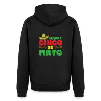 Happy Cinco de Mayo Feiertag Mexiko Amerika - Unisex Premium Bio Zip Hoodie - Schwarz - Hinten - Nico (187cm)