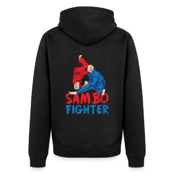 Sambo Fighter Training Martial Arts Martial Arts - Unisex Premium Organic Zip Hoodie - black - Back - Nico (187cm)