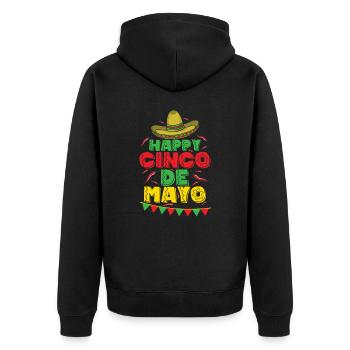 Sombrero Happy Cinco de Mayo Feiertag Mexiko - Unisex Premium Bio Zip Hoodie - Schwarz - Hinten - Nico (187cm)