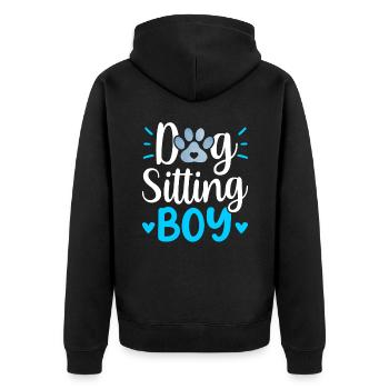 Hundesitter Junge Dog Sitting Hundesitting Hund - Unisex Premium Bio Zip Hoodie - Schwarz - Hinten - Nico (187cm)