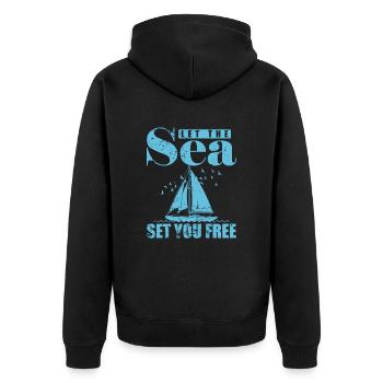 Let the Sea set you Free Sailing Boat Sport - Unisex Premium Organic Zip Hoodie - black - Back - Nico (187cm)