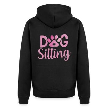 Hundesitting Hund Dog Sitting Hundesitter - Unisex Premium Bio Zip Hoodie - Schwarz - Hinten - Nico (187cm)