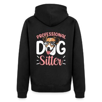 Professioneller Hundesitter Hund Dog Sitting - Unisex Premium Bio Zip Hoodie - Schwarz - Hinten - Nico (187cm)