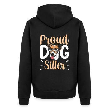 Stolzer Hundesitter Hundesitting Hund Dog Sitting - Unisex Premium Bio Zip Hoodie - Schwarz - Hinten - Nico (187cm)