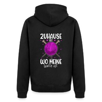 Häkeln - Unisex Premium Bio Zip Hoodie - Schwarz - Hinten - Nico (187cm)