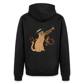 Trompettiste Cat Jazz Vintage - Veste à capuche bio Premium Unisexe - noir - Dos - Nico (187cm)