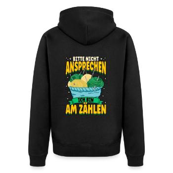 Häkeln - Unisex Premium Bio Zip Hoodie - Schwarz - Hinten - Nico (187cm)