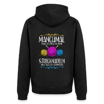 Häkeln - Unisex Premium Bio Zip Hoodie - Schwarz - Hinten - Nico (187cm)