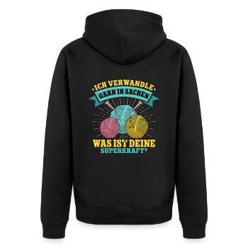 Häkeln - Unisex Premium Bio Zip Hoodie - Schwarz - Hinten - Nico (187cm)