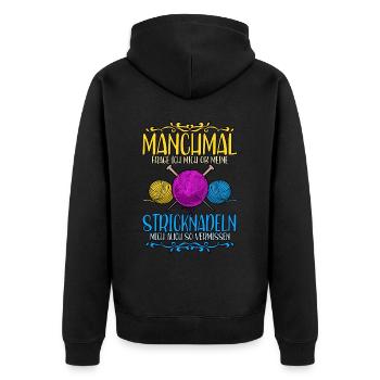 Häkeln - Unisex Premium Bio Zip Hoodie - Schwarz - Hinten - Nico (187cm)