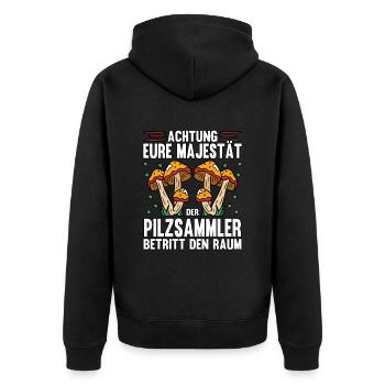 Pilzsammler Pilz Sucher - Unisex Premium Bio Zip Hoodie - Schwarz - Hinten - Nico (187cm)