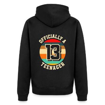 13e anniversaire Jeune adolescent - Veste à capuche bio Premium Unisexe - noir - Dos - Nico (187cm)