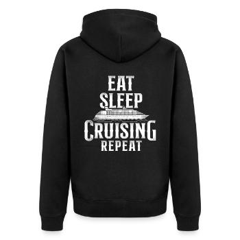 Vacances en bateau de croisière Manger dormir - Veste à capuche bio Premium Unisexe - noir - Dos - Nico (187cm)