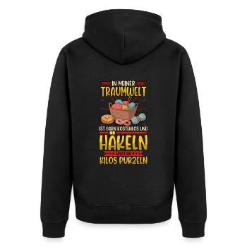 Häkeln - Unisex Premium Bio Zip Hoodie - Schwarz - Hinten - Nico (187cm)