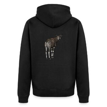 Okapi I Waldgiraffe aus dem Regenwald für - Unisex Premium Bio Zip Hoodie - Schwarz - Hinten - Nico (187cm)