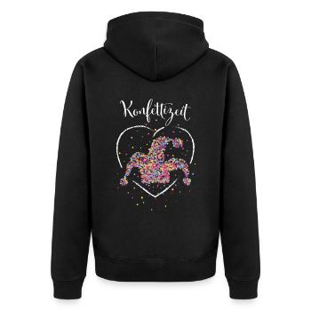 Karnevalf Konfettizeit Kostümersatz 5. Jahreszeit - Unisex Premium Bio Zip Hoodie - Schwarz - Hinten - Nico (187cm)