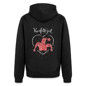 Karnevalf Konfettizeit Rot Weiss 5. Jahreszeit - Unisex Premium Bio Zip Hoodie - Schwarz - Hinten - Nico (187cm)