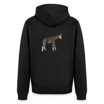 Okapi I Waldgiraffe aus dem Regenwald für - Unisex Premium Bio Zip Hoodie - Schwarz - Hinten - Nico (187cm)