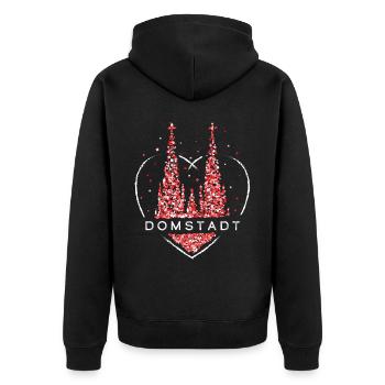 Domstadt Kölner Dom Rot Weiss Köln Cologne Kölle - Unisex Premium Bio Zip Hoodie - Schwarz - Hinten - Nico (187cm)