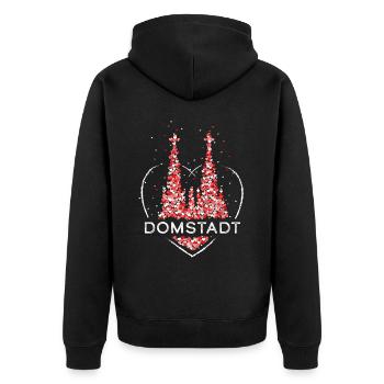 Domstadt Köln Kölner Dom Rot Weiss Konfetti - Unisex Premium Bio Zip Hoodie - Schwarz - Hinten - Nico (187cm)