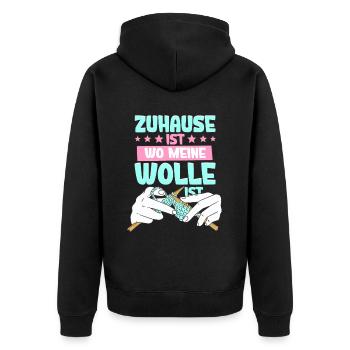 Häkeln - Unisex Premium Bio Zip Hoodie - Schwarz - Hinten - Nico (187cm)