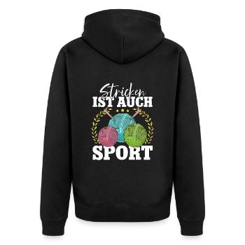 Häkeln - Unisex Premium Bio Zip Hoodie - Schwarz - Hinten - Nico (187cm)