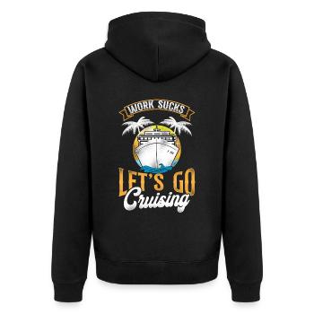 Cruise Ship Vacation Retro Vintage - Unisex Premium Bio Zip Hoodie - Schwarz - Hinten - Nico (187cm)
