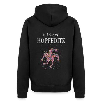 Hopeditz Narr Düsseldorfer Karneval Kostümersatz - Unisex Premium Bio Zip Hoodie - Schwarz - Hinten - Nico (187cm)