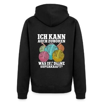 Häkeln - Unisex Premium Bio Zip Hoodie - Schwarz - Hinten - Nico (187cm)