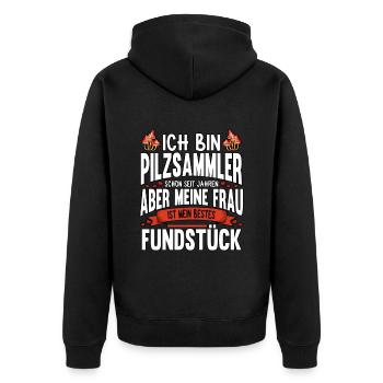 Pilzsammler Pilz Sucher - Unisex Premium Bio Zip Hoodie - Schwarz - Hinten - Nico (187cm)