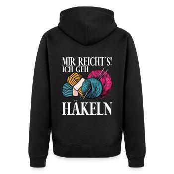 Mir Reichts Ich Geh Häkeln - Unisex Premium Bio Zip Hoodie - Schwarz - Hinten - Nico (187cm)