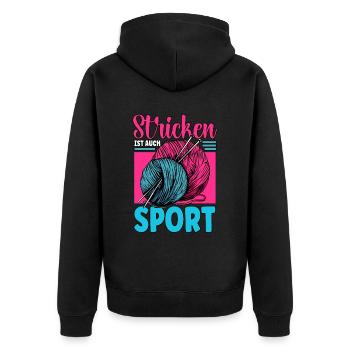 Häkeln - Unisex Premium Bio Zip Hoodie - Schwarz - Hinten - Nico (187cm)