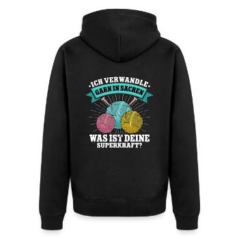 Häkeln - Unisex Premium Bio Zip Hoodie - Schwarz - Hinten - Nico (187cm)