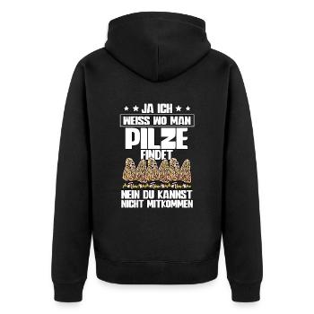 Pilzsammler Pilz Sucher - Unisex Premium Bio Zip Hoodie - Schwarz - Hinten - Nico (187cm)