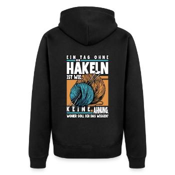 Häkeln - Unisex Premium Bio Zip Hoodie - Schwarz - Hinten - Nico (187cm)