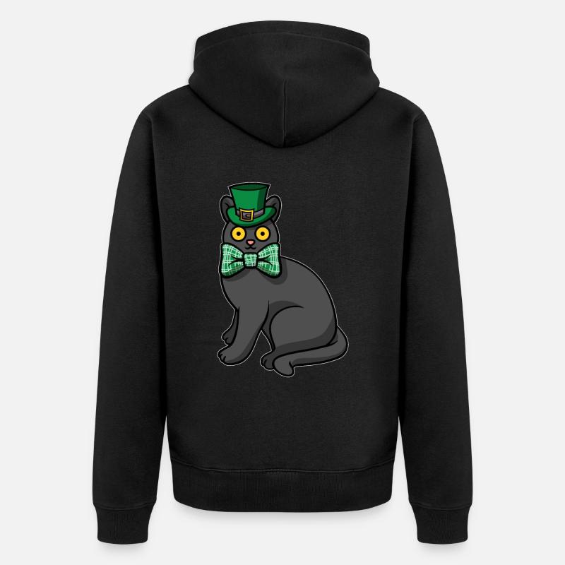 Chat noir Saint-Patrick - Veste à capuche bio Premium Unisexe - noir