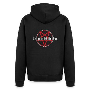 La religion est guérissable Pentagramme - Veste à capuche bio Premium Unisexe - noir - Dos - Nico (187cm)